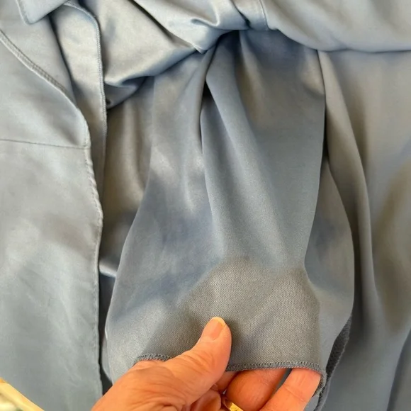 Celebrate DB Studio Flutter Sleeve Georgette Wrap Slate Blue MOB Maxi Dress 10 - Picture 9 of 10